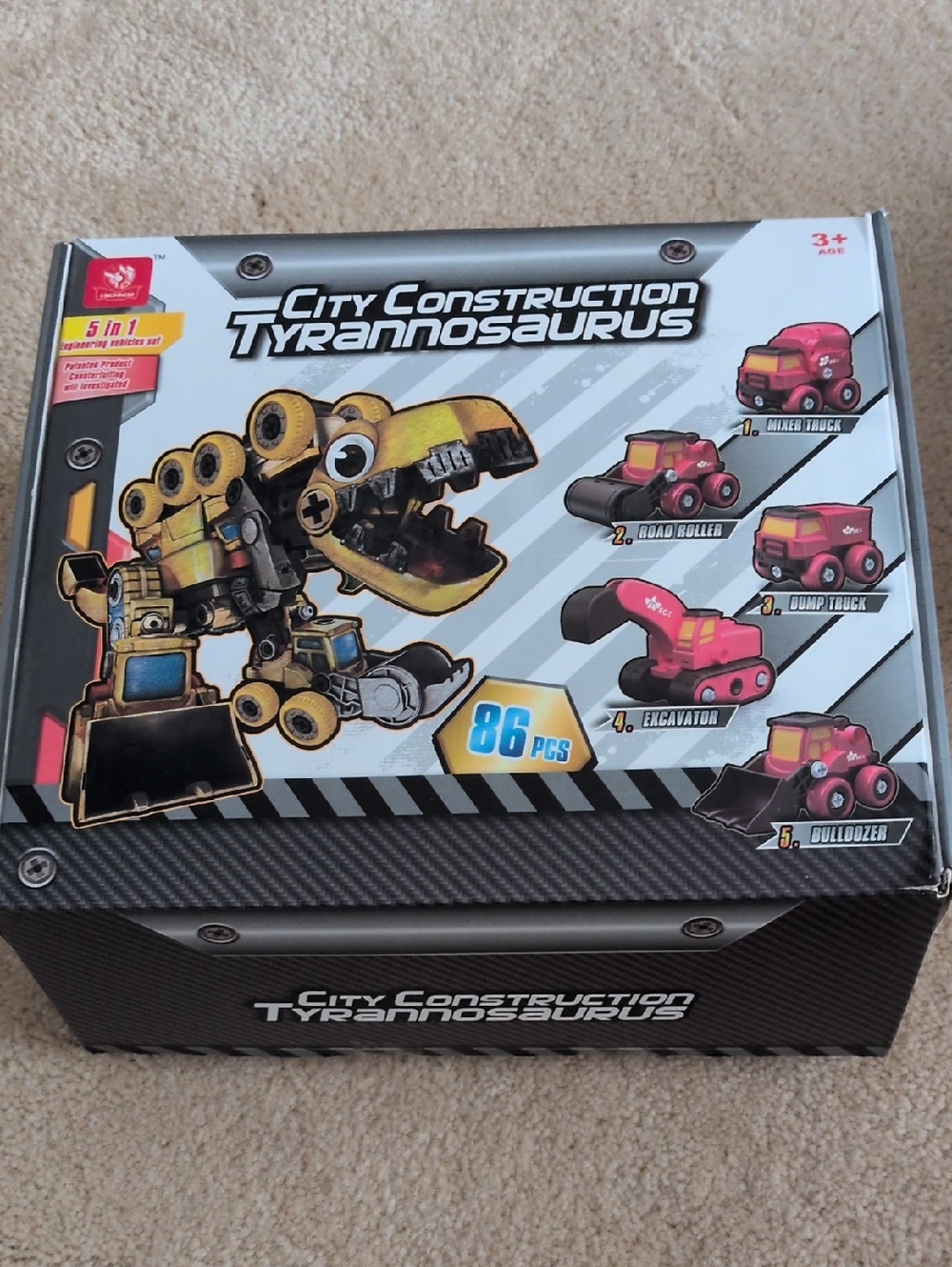 City Construction Tyrannosaurus 86-Piece Kids Toy Set - Yellow & Pink